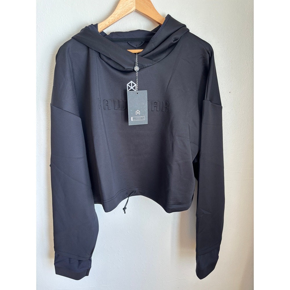 Rawgear Womens Black Cropped Hoodie Embossed Logo Athletic Pullover RG5001‎ 2XL